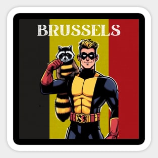 Brussels Comic Book Superhero Raccoon Belgian Sticker